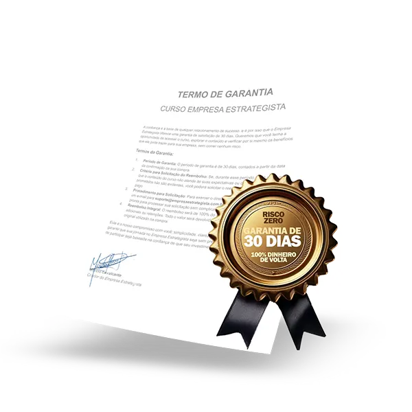 Imagem representativa do termo de garantia do curso Empresa Estrategista